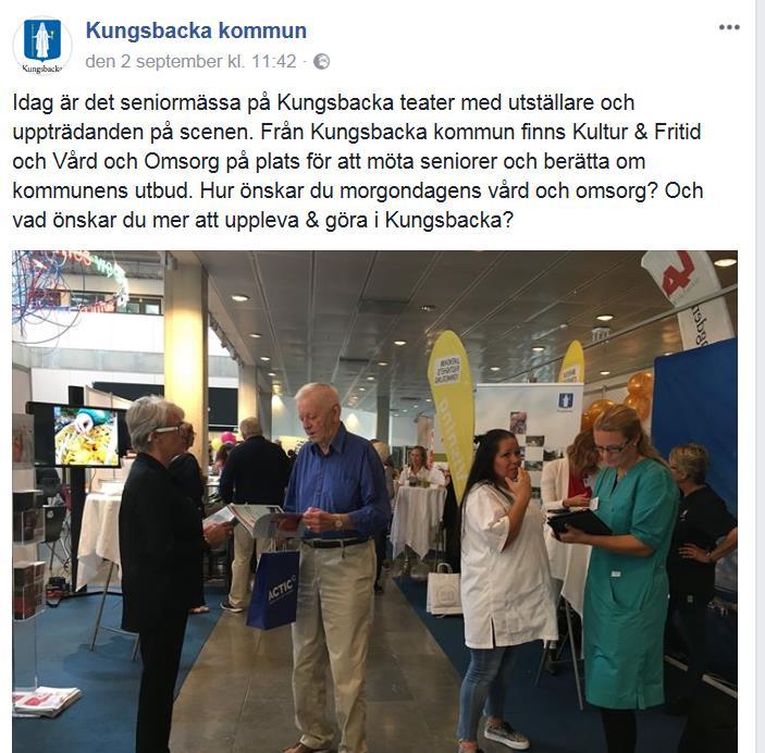 Sida 11/32 Under själva eventet gjordes i samverkan med Kultur & Fritid ett inlägg på kommunens Facebooksida.