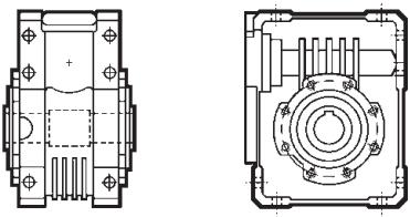 Fläns för elmotor IEC: Adapter för elmotor VF 30 VF 44 VF 49 W 63 WR 63 W 75 WR 75 W 86 WR 86 W 110 WR 110 VF 130 IEC storlek P63 fläns B14 (i=20-100)