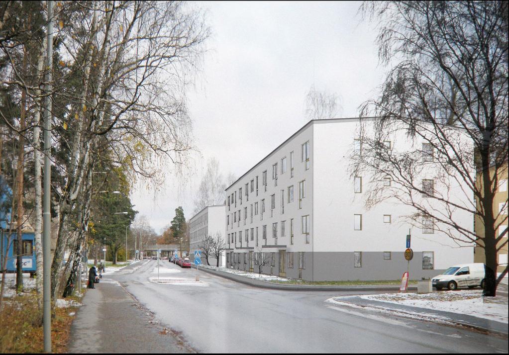 Husen mot Västertorpsvägen blir fyra våningar höga, får entréer mot gatan och anpassas i utformning till befintlig bebyggelse, med sadeltak och putsfasader.