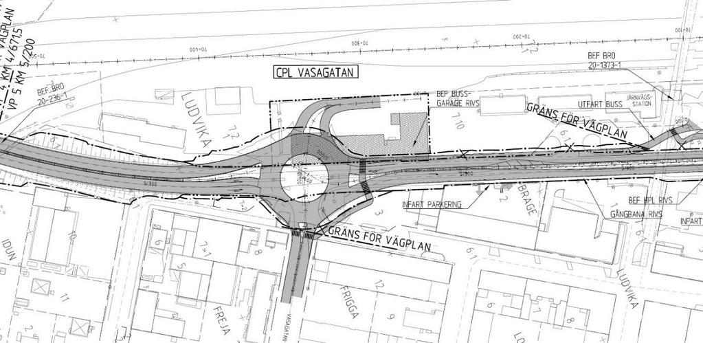 Ludvika Kommun Planbeskrivning Genomfart: Korsning Vasagatan - Bergslagsgatan 8(12) 6.3.2 Naturmiljö Naturmiljön är i stort sett obefintlig vid Vasagatan.