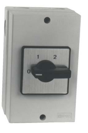 Speed selector switch CAWC 11-41 with two positions (Figure 6)that are selected manually. 1 = Low speed + heating 2 = High speed + heating Degree of protection IP65.