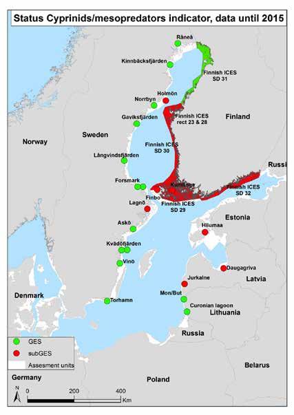 KARPFISK 2011-2015 Grönt = stabilt eller ökar Rö = minskar Stabila fångster i många områden, men ökar i vissa områden