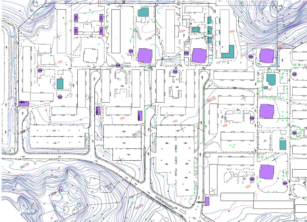 Ändring av detaljplan för delar av stadsdelen Backa, Backa Röd, påbyggnad av punkthus mm Grundkarta över området som berörs av ändringen.