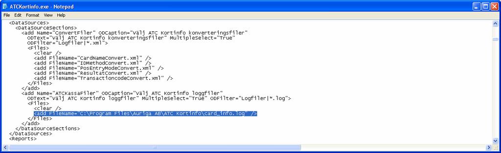 2. Klicka på Look in (Titta i) för att söka fram loggfilen. Filen ligger i mappen ATC Kortinfo i Auriga AB, 3. Markera en eller flera loggfiler. 4. Klicka på Open (Öppna).