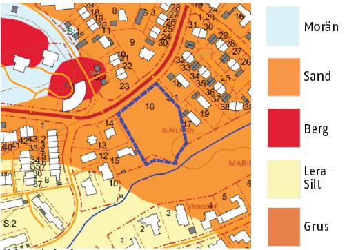 Utdrag ut jordartskartan Förorenad mark Det finns inga kända markföroreningar i området.