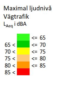 Maximal ljudnivå sett från nordost