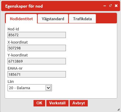 4.5.4. Visa egenskap för markerad nod Om ingen nod är markerad eller om den saknar information är detta verktyg gråmarkerat: men när en nod innehåller information markeras verktyget rött: När