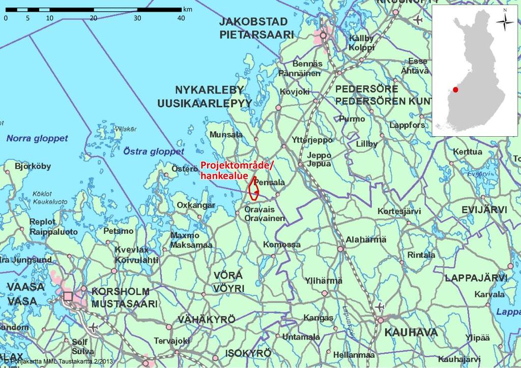 Svevind Oy Ab Sandbacka vindkraftpark 1 1 INLEDNING Svevind Oy Ab planerar en vindskraftpark som är belägen cirka tre kilometer norr om Oravais by på Vörå kommuns och Nykarleby stads kommungräns.