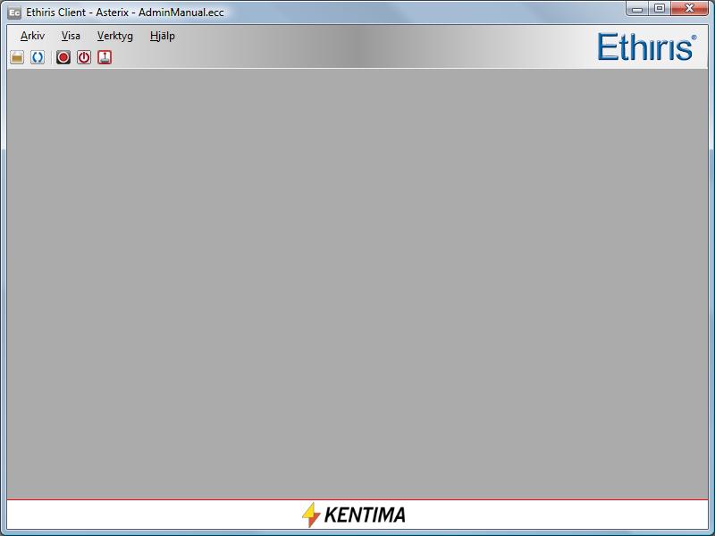 Ethiris Client Fönster i Ethiris Client Client Användarguide Figur 2.1 Ethiris Client med alla fönster stängda.