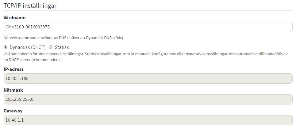 6.4.1 Konfigurera IP-inställningar Det finns två typer av tilldelningsalternativ för IP-adresser, statisk och dynamisk IP-adressering.