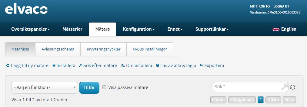 6.5.1 Skapa en lista med trådade M-Bus mätare När trådad M-Bus används adresseras alla mätare genom sin primära eller sekundära adress.