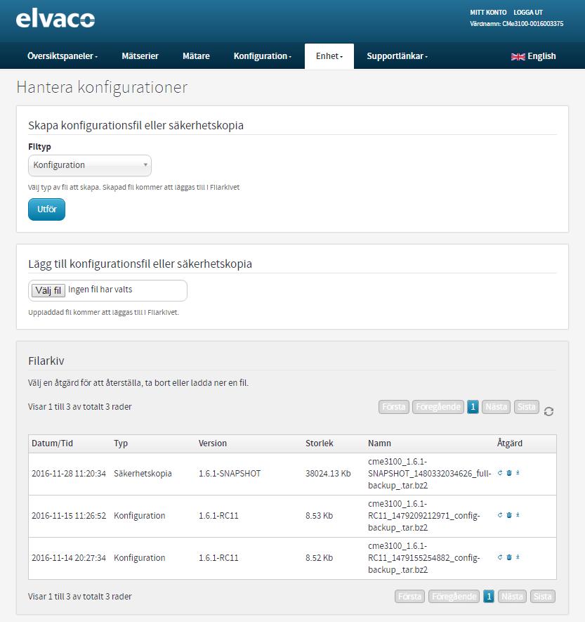 Syfte Skapa en säkerhetskopia En säkerhetskopia innehåller alla de mätvärden som lagrats av enheten samt alla enhetens inställningar (inklusive enhetsspecifika inställningar).