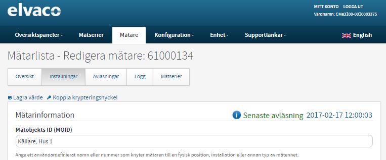 6.16.2 Konfigurera kommunikationsinställningar för en enskild mätare Genom att ändra en mätares status från aktiv till passiv kommer den aktuella mätaren inte längre läsas av.