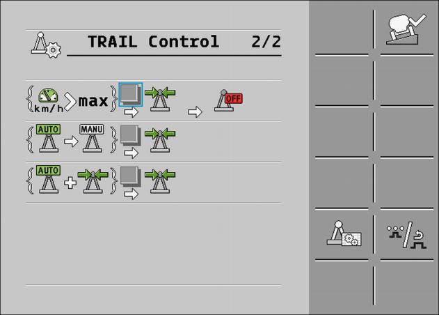 TRAIL-Control Konfigurera TRAIL-Control 8 Följande sida visas: På varje rad beskrivs en automatisk procedur. Till vänster visas under vilka villkor som en mekanism utförs. Till höger visas resultaten.
