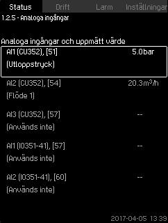I MPC-E-system med flödesmätare visas den specifika energin som genomsnittsvärde och aktuellt värde (genomsnittsvärde under den senaste minuten).