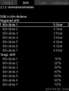 8.5.4 Alternativa börvärden (2.1.3) 8.5.5 Individuell pumpstyrning (2.1.4) Svenska (SE) Fig.