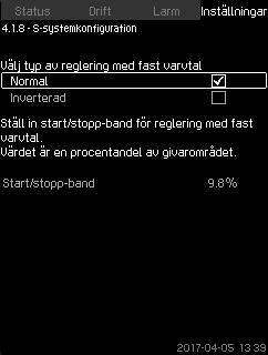 8.7.11 S-systemkonfiguration (4.1.8) 8.7.12 Börvärdesramp (4.1.9) Svenska (SE) Fig. 56 S-systemkonfiguration Funktionen kan användas för att invertera styrningen av till/frånreglerade pumpar (MPC-S).
