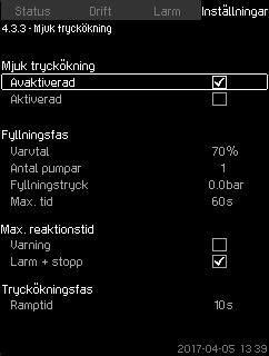 System med flödesbrytare Gör nedanstående inställningar: 1. Välj: Gå till inställning av digital ingång. Displaybilden Digitala ingångar (4.3.7) visas. 2.
