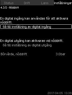 Svenska (SE) 8.7.26 Nöddrift (4.3.5) 8.7.27 Digitala ingångar (4.3.7) Fig. 79 Nöddrift Funktionen används i tryckstegringsapplikationer.