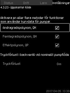 Svenska (SE) 8.7.42 Styrkälla (4.3.20) 8.7.44 Uppskattat flöde (4.3.23) Fig. 99 Styrkälla Systemet kan fjärrstyras via extern bus-anslutning (tillval). Se avsnitt 7. Klicka på [Apply] (Använd).