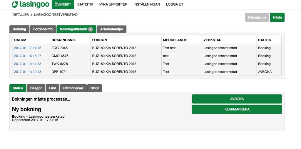 På fliken Fordonsinfo hittar du all information om bilen som bokats.