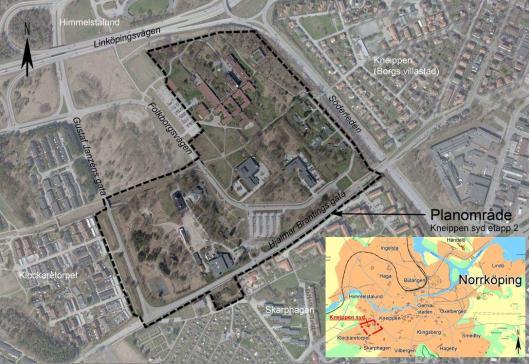 2 Områdesbeskrivning I detta kapitel ges en översiktlig beskrivning av planområdet med omgivning. 2.1 Planområdet Planområdet Kneippen Syd är beläget mellan stadsdelarna Kneippen och Klockaretorpet.