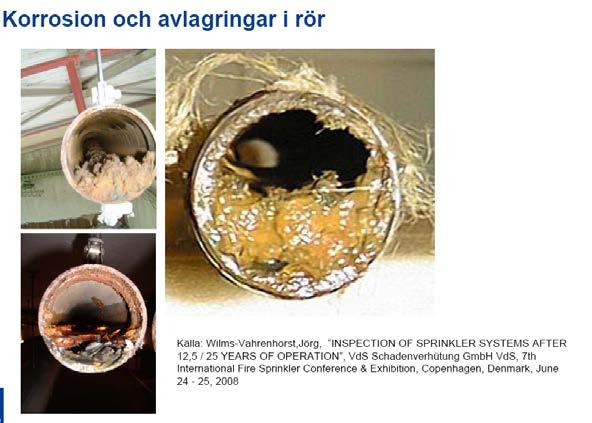 - Fullständigt kapacitetsprov varje år för vanlig sprinkleranläggning och vart 3:e år för boendesprinkler.