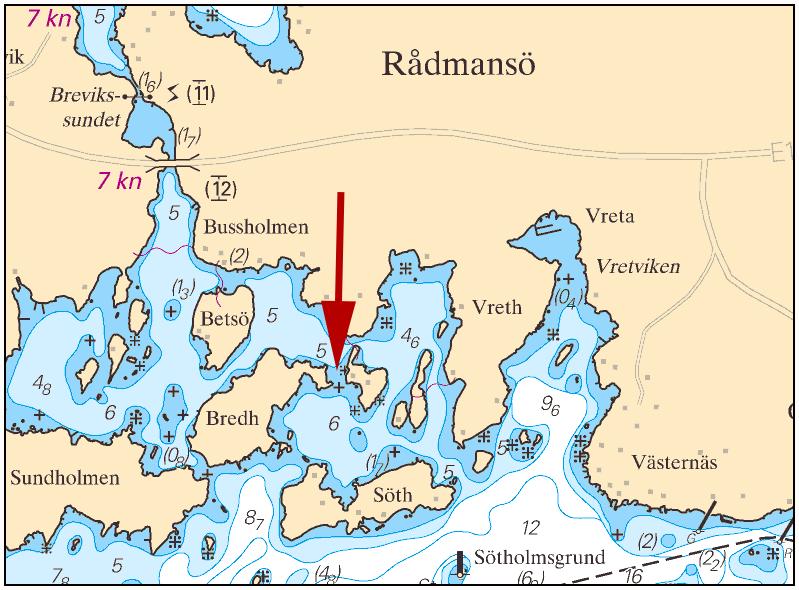 Inför undervattenssten och ändra 3 m djupkurva enligt bild 59-42,554N 018-56,663E Bsp Stockholm N 2016/s23 Grund vid Bredholmen Sjöfartsverket,