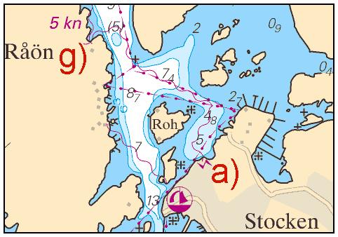 2016-08-04 9 Nr 610 Inför sjökabel för el mellan a) - g) a) 58-09,170N 011-24,917E landfäste Stocken b) 58-09,206N 011-24,889E c) 58-09,268N 011-24,968E d) 58-09,357N 011-24,661E e) 58-09,420N