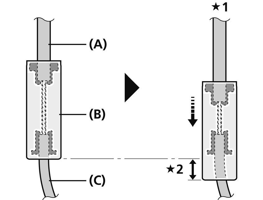 MONTERING (V-BRAKE-BROMSAR) MONTERING (V-BRAKE-BROMSAR) Montering av kraftmodulatorn 1. Montera Power Modulator på V-BRAKE-bromsen som bilden visar.