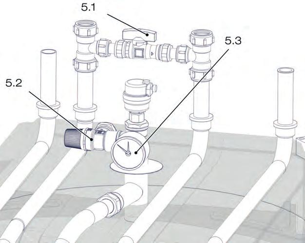 2 Installera Spillvattenledning 4.8.3 Avluftningsventil aktiveras genom att lossa luftskruv, denna ska stängas efter några månader. 4.9 Fyll värmesystem Fyll värmesystem 4.