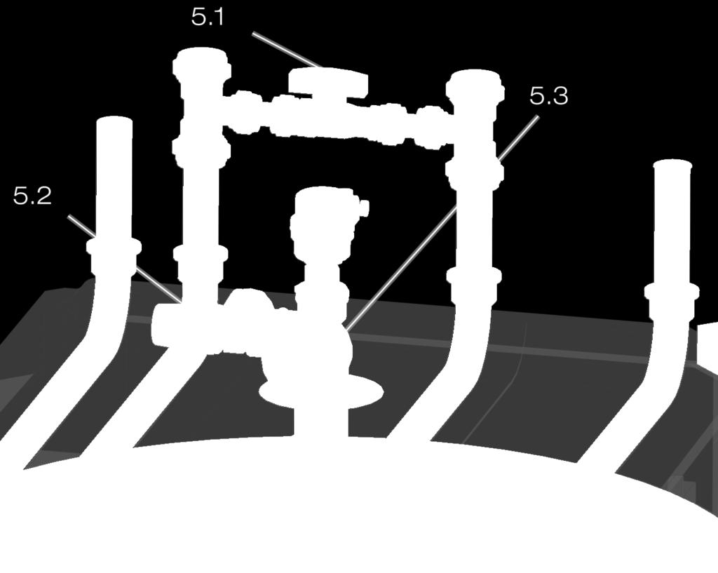 4.9.3 Kontrollera manometer för uppfyllt kallt system (ca 1 bar eller 0,2-0,3 bar över förtrycket på expansionskärlet) 4.9.1 4.9.3 4.8.