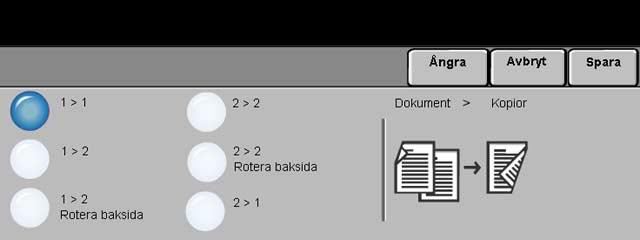 Dubbelsidigt Kopiering Det går att göra upp till 50 dubbelsidiga kopior i storleken A5 till A3 automatiskt från enkel- eller dubbesidiga original.