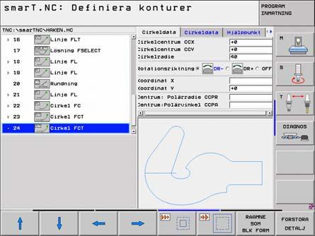 Programmeringsgrafikens funktioner Funktion Framställ fullständig programmeringsgrafik Softkey Framställ programmeringsgrafik blockvis Framställ fullständig programmeringsgrafik eller komplettera