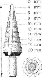 5 mm 80420 Trappborr 4-20 mm ( 2 mm intervall ) 80430 Trappborr 4-30 mm ( 2 mm intervall ) 80528 Trappborr 5-28 mm ( 5,3-7 -