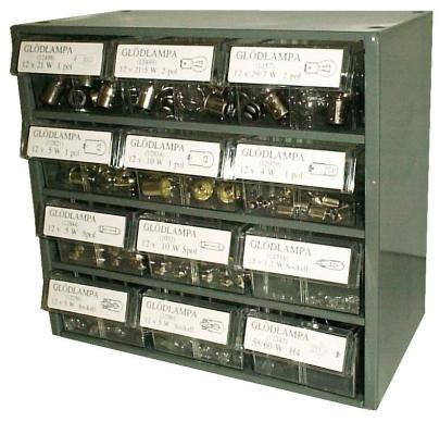 Instrument / småglödlampor i AK1-låda ( 180 st 12 V lampor ) 6493 Instrument /