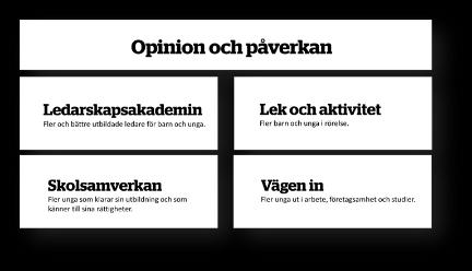 - Ökade kunskaper hos föreningar hur de kan utveckla sin verksamhet och sitt samhällsengagemang på ett långsiktigt och hållbart sätt 4.