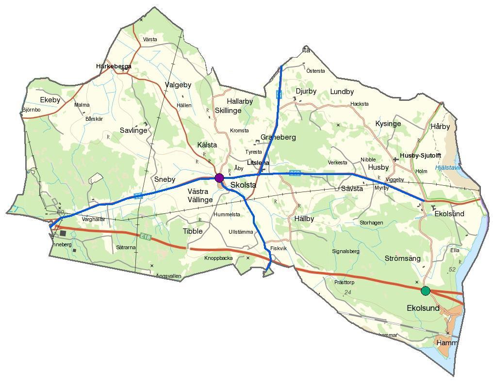 Kollektivtrafik och vägnät Grupperna som diskuterade ämnet kollektivtrafik och vägnät ansåg att kollektivtrafiken fungerade bra längst större vägar som riksväg 55 och väg 263.