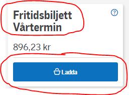 13(17) 10. I den mörkgrå rutan längre ned visas en sammanfattning av de val du gjort hittills. 11. Nu ska vi välja den andra av de två biljetterna, nämligen Fritidsbiljett Vårtermin.