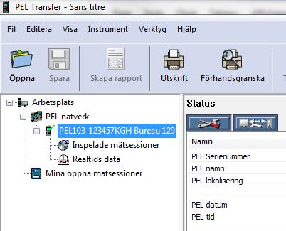 4.2.. USB ASLUTIG En USB-anslutning är den enklaste och lättaste anslutningen att göra och rekommenderas när du först vill lära dig att använda PEL och PEL Transfer.