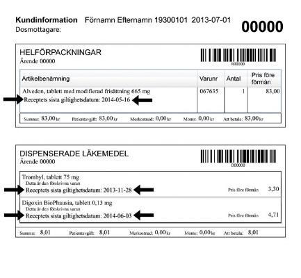 Nästa dosrulle kommer bara att innehålla de kvarvarande dagarna på receptet på grund av att det går ut under perioden Observera att fortsatt dispensering och leverans av läkemedlet i dospåsar kommer