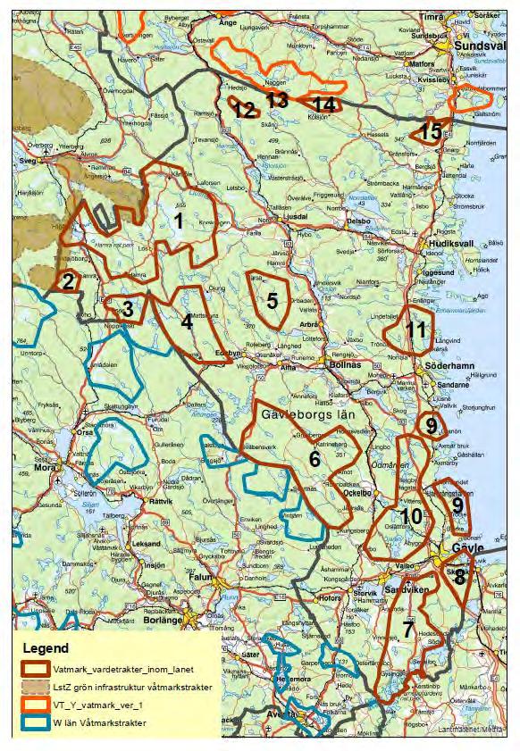9.4.1 1. Orsa Finnmark Kårböle Värdetrakten ligger i nordvästra Hälsingland och utgörs av ett stort sammanhängande område med mycket våtmarker, varav många har höga värden.