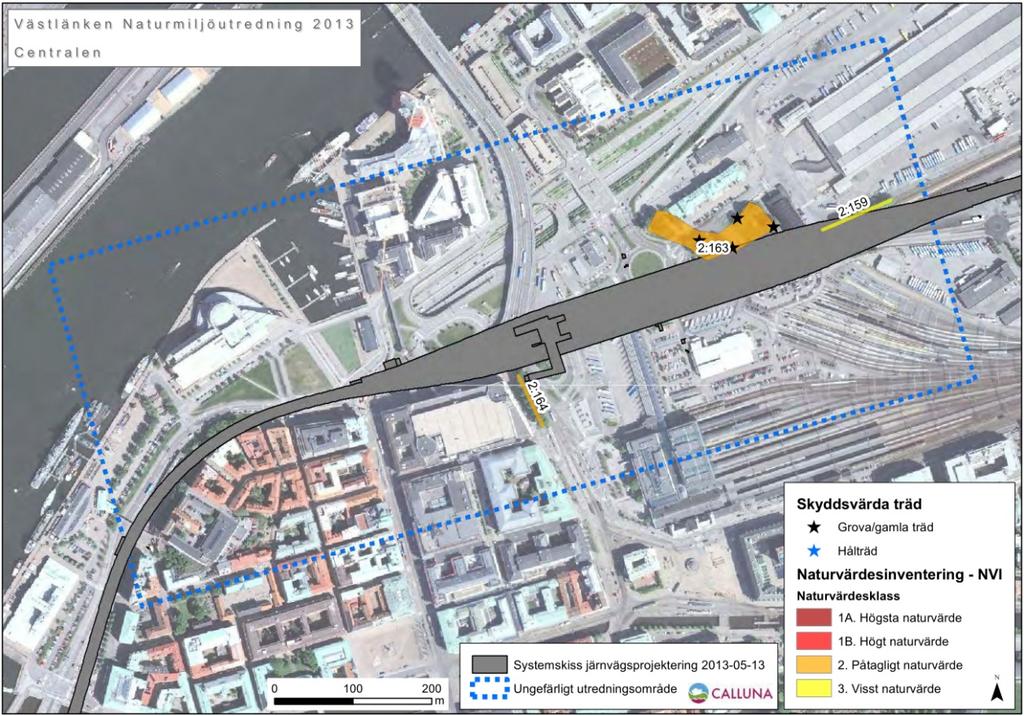 Göteborgs Stads Naturmiljöutredning påpekar att området kring Station Centralen präglas av den intensiva trafiksituationen och hårdgjorda ytor med begränsad tillgång till platser för rekreation och