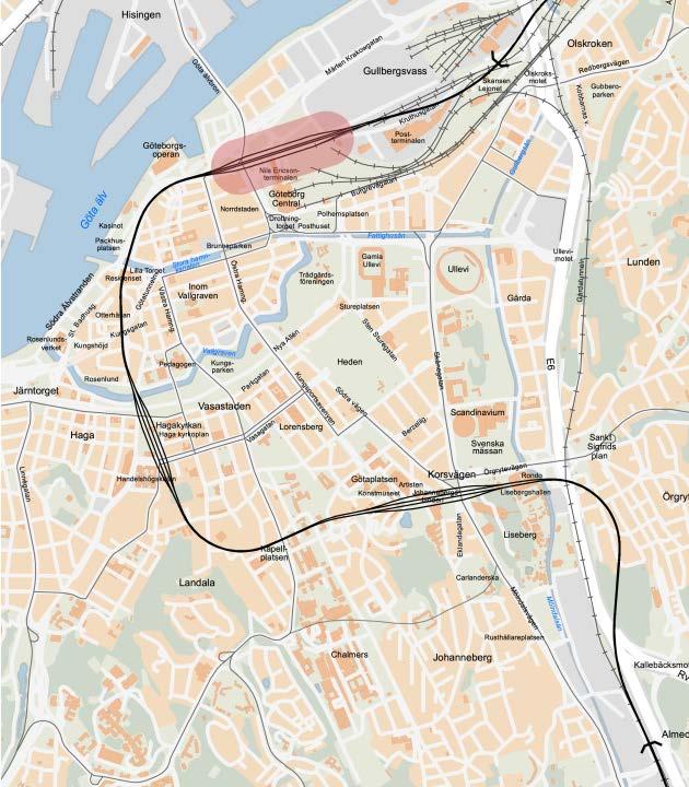 Bild WSP Planområdet är beläget norr om Göteborgs centralstation, i anslutning till Nils Ericson Terminalen, inom stadsdelen Gullbergsvass i centrala Göteborg.