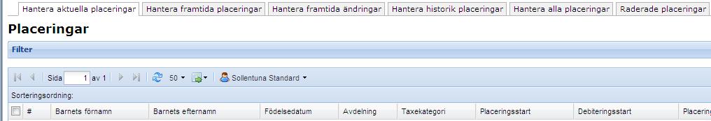 Förskola/Fritidshem Placeringar Under rubriken Placeringar finns ett antal arbetsflikar.