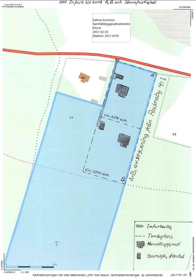 3 (9) Situationsplan, inkommen 2017-02-02 Marken utgörs av en svag sluttande terräng åt nordlig