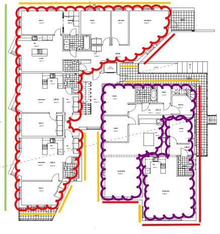 Plan 2 Lila moln lägenheter som uppfyller avstegskrav i 4,