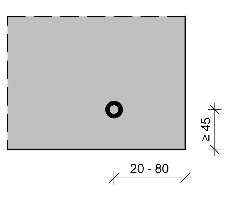 Allmänt om montering på klink Synlig fastsättning horisontellt kantavstånd (C) Lodrät genomskärning (D) Lodrät genomskärning Synlig montering (översta skivan skruvas 5 mm över kanten på