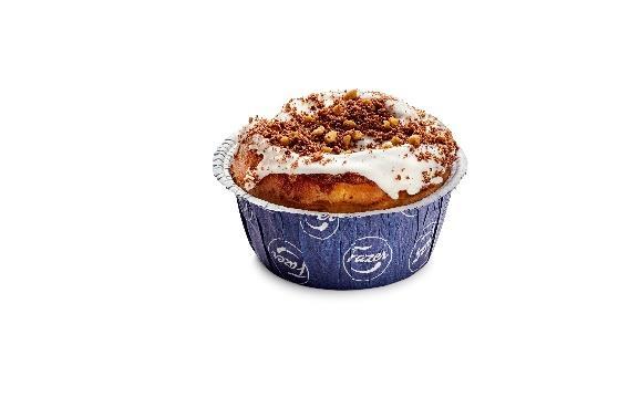 Fyllig glasyr som fulländar smaken av kanel. Toppad med kexsmulor och pärlsocker med vanilj. Laktosfattig. Förpackningen kan återvinnas som bioavfall.