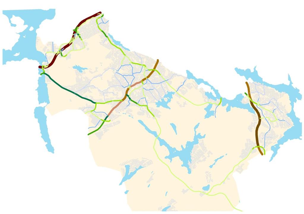 Bilaga 4: Nulägesbeskrivning Biltrafiknätet inom kommunen är väl utbrett och generellt av god standard. De goda förutsättningarna för bil- och motorcykeltrafik bidrar till att höga flöden genereras.